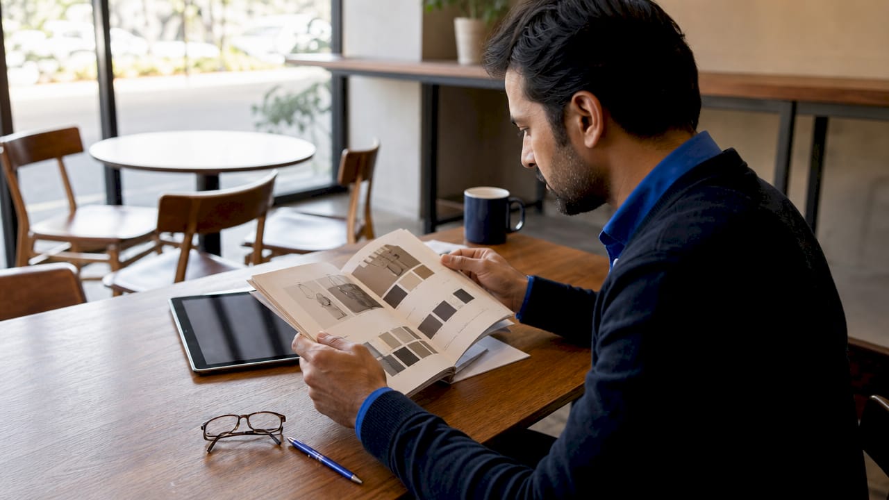 Hands managing product catalog with tablet