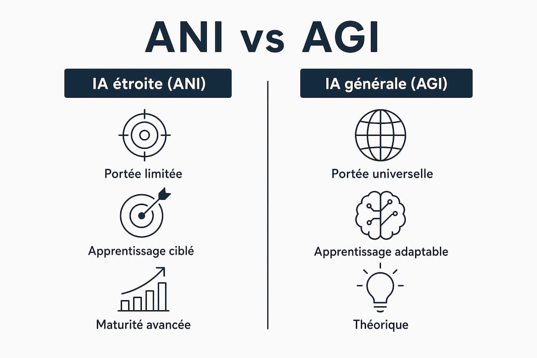 Infographie : différences clés entre l’intelligence artificielle spécialisée et l’intelligence artificielle générale