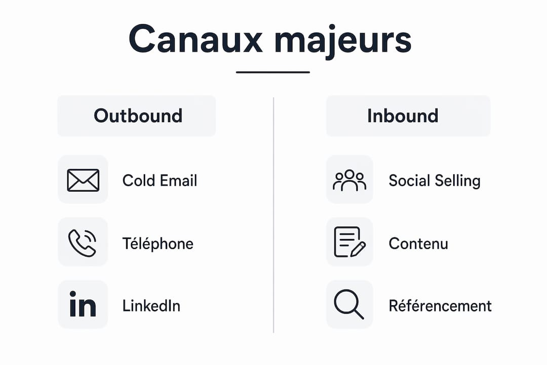 Infographie mettant en lumière les différences entre la prospection outbound et inbound