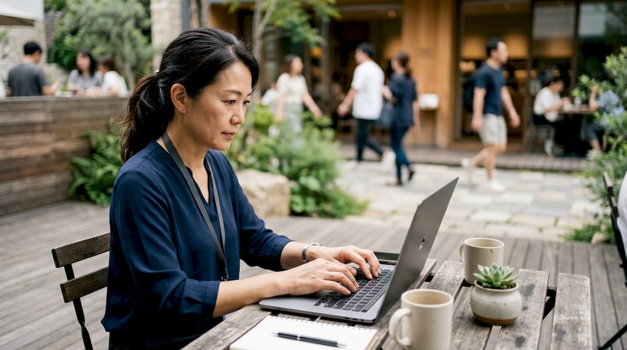 Une femme en train de préparer un pitch deck sur l’intelligence artificielle