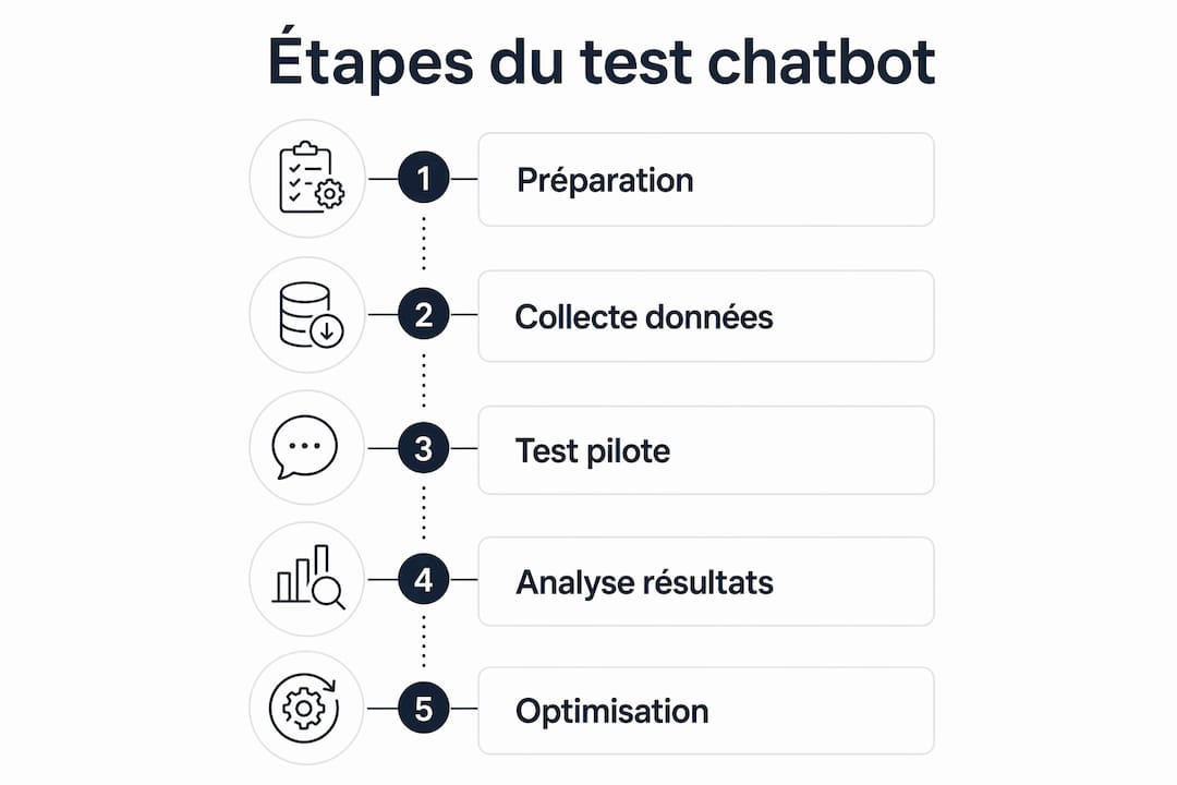 Schéma des différentes étapes pour tester un chatbot