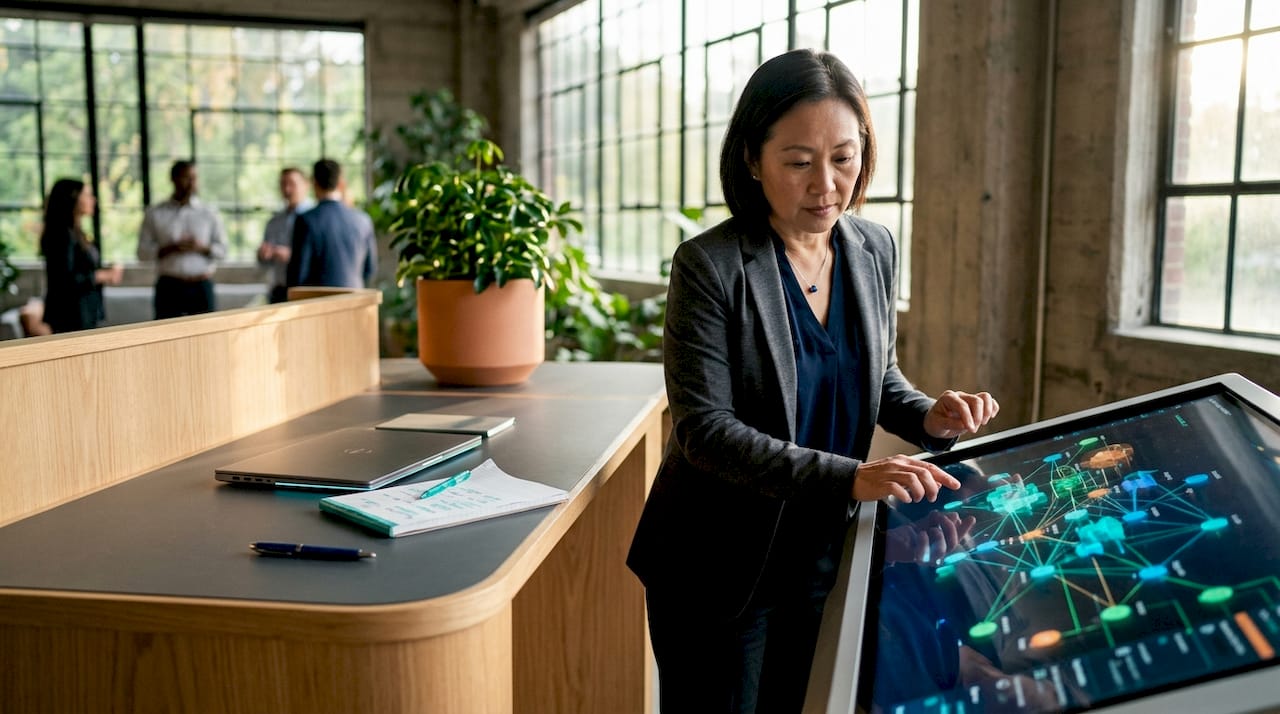 Professional woman engaging with AI supply chain tools