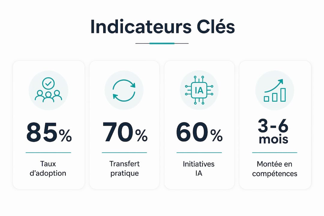 Visuel des principaux indicateurs pour évaluer une formation en intelligence artificielle