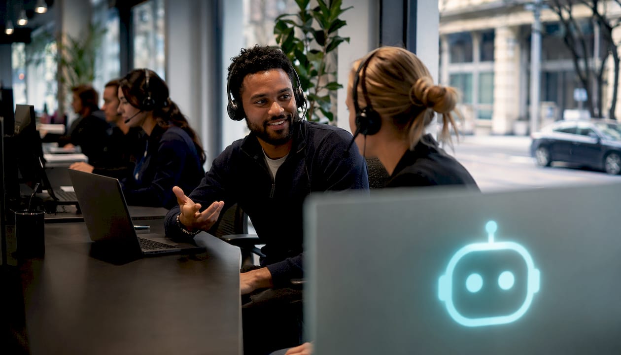 Customer support team assisted by chatbot technology