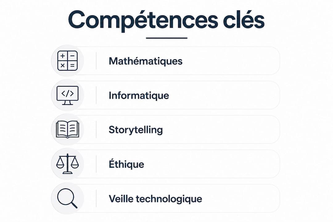 Infographie mettant en lumière les compétences incontournables des data scientists