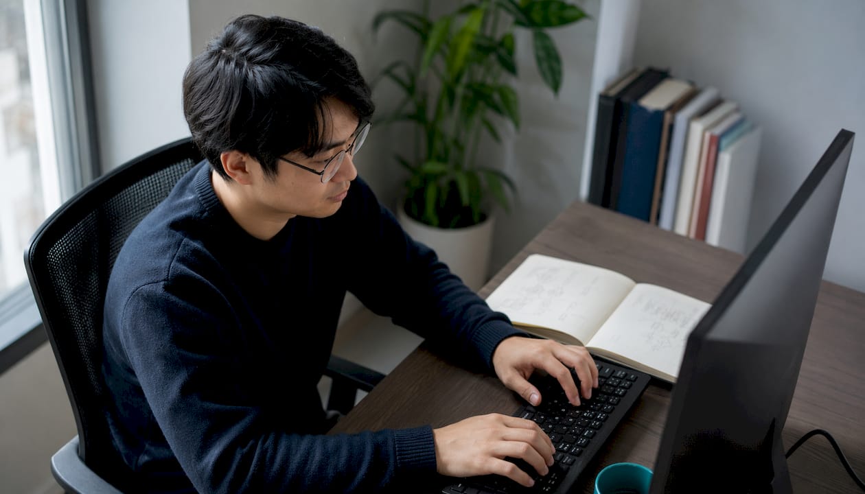Des mains s'activent sur le clavier pour programmer l'automatisation.