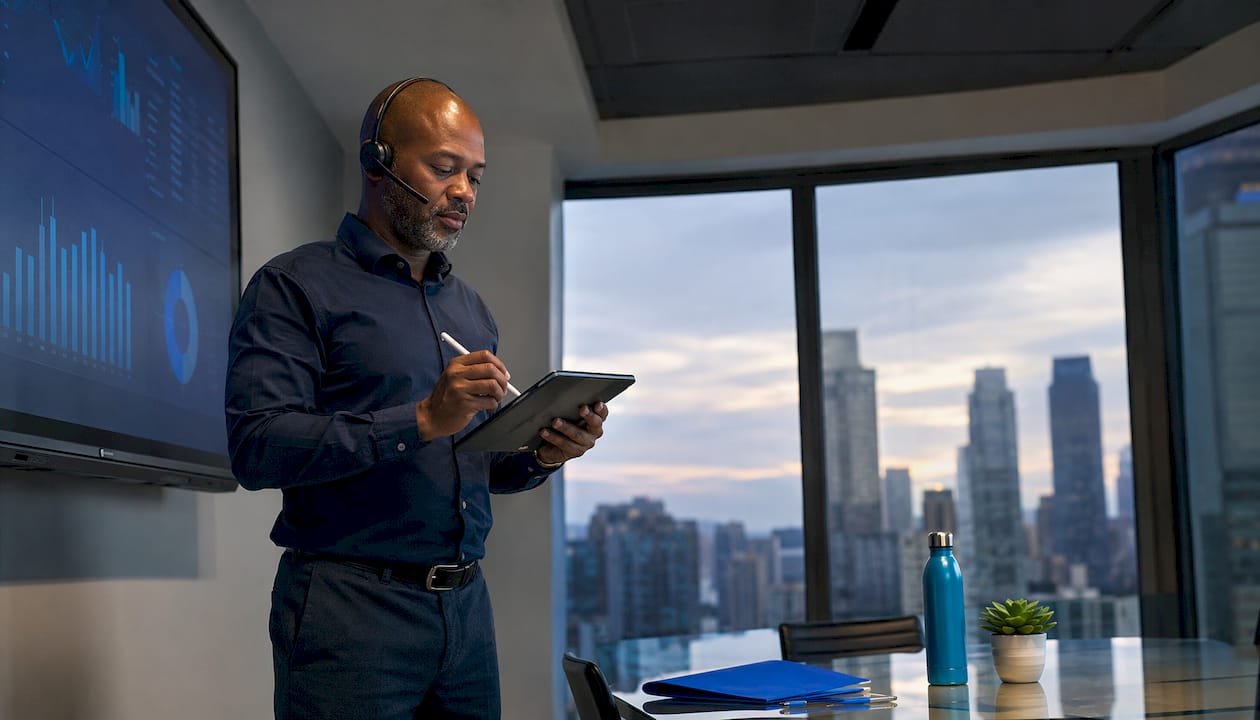 Data analyst using CRM reporting tools