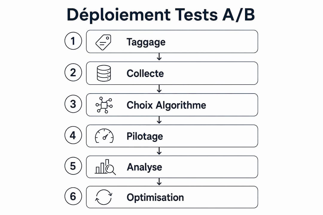 Schéma illustrant les différentes étapes d’un test A/B réussi