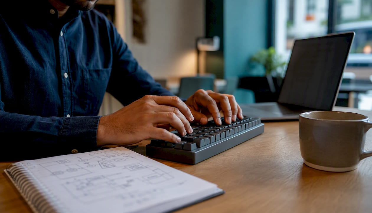 Un architecte rédige des notes sur l’avancement de son projet.
