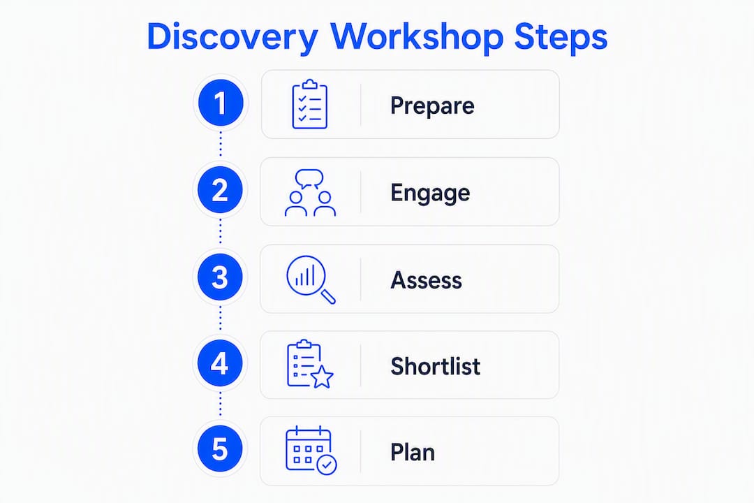 Infographic showing discovery workshop steps
