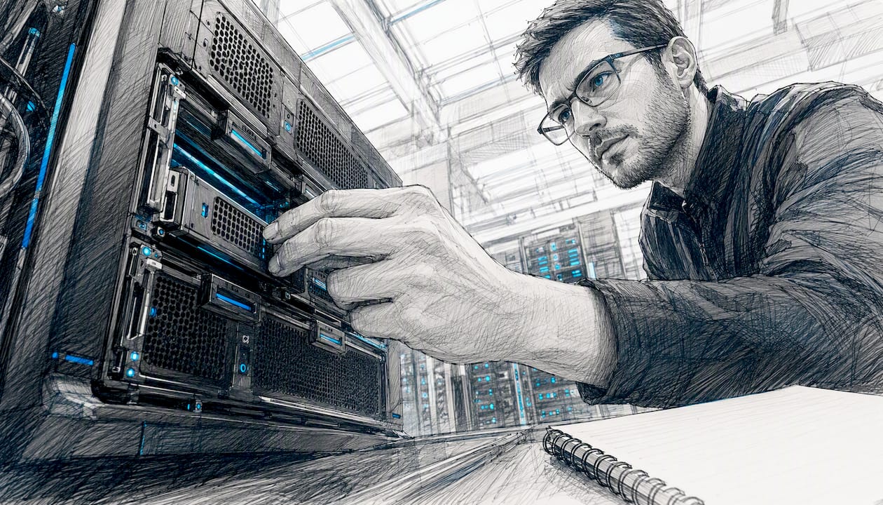 Technician tuning AI platform hardware components