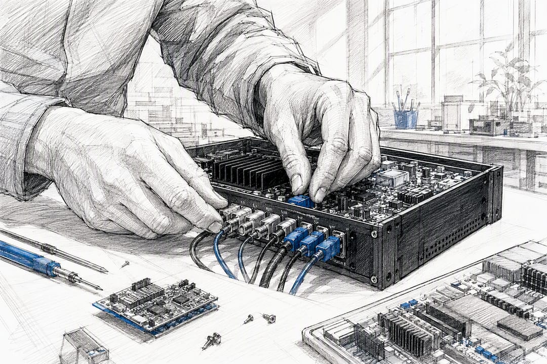 Technician hands tuning chatbot hardware