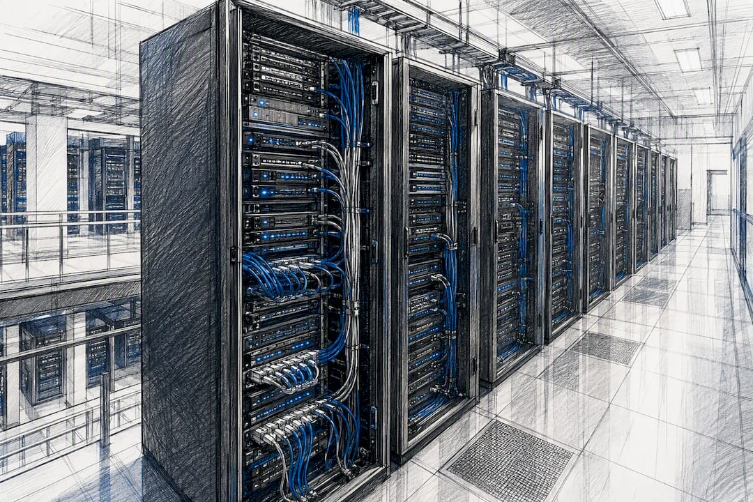 Modern cloud computing server racks