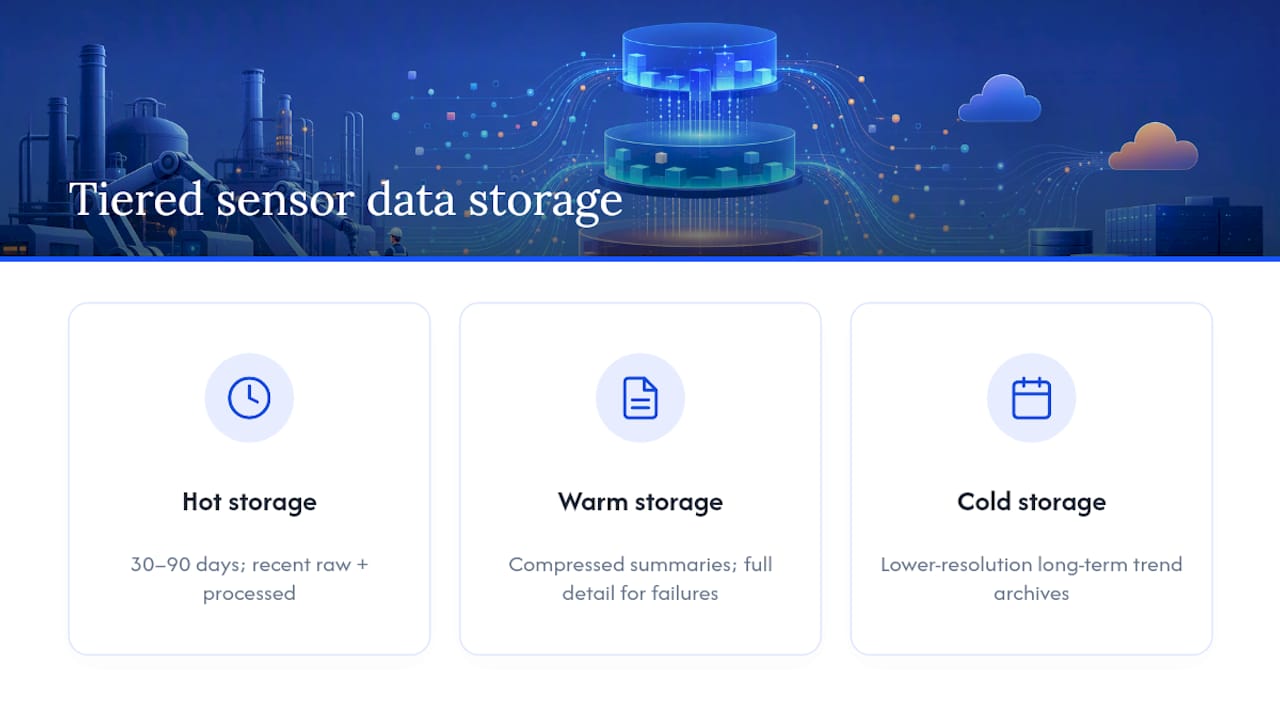 Three-tier storage model for sensor data