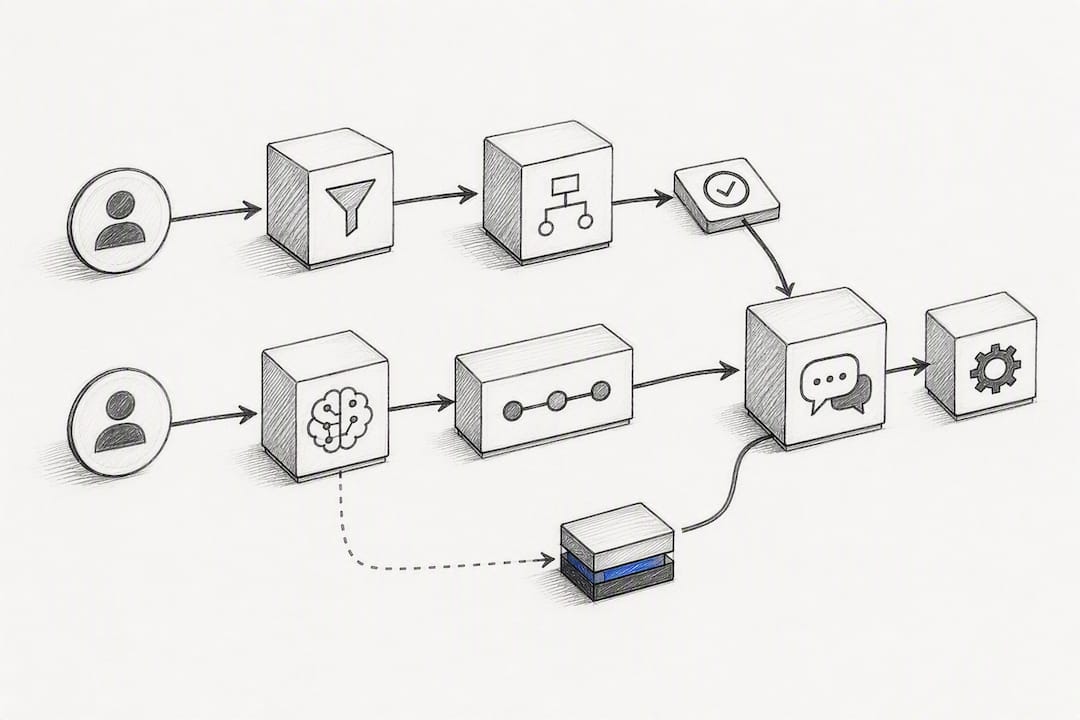 Hybrid chatbot routing process illustration