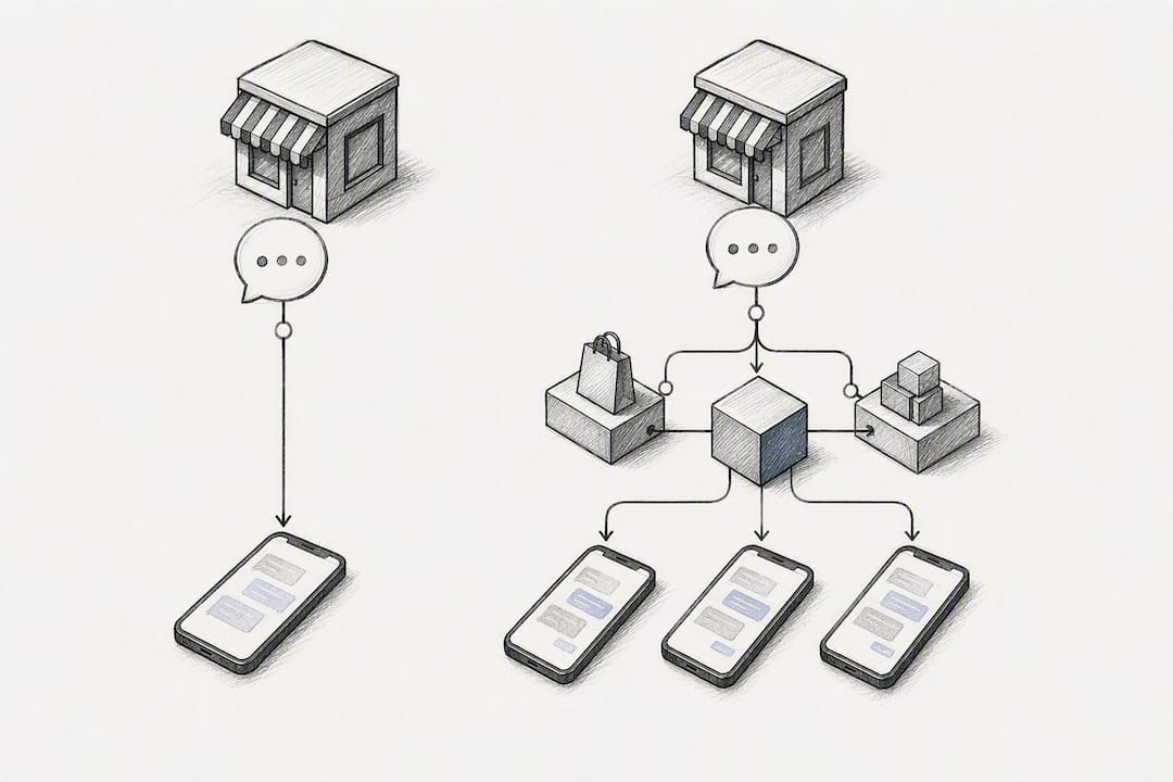 Two paths comparing app and API operations
