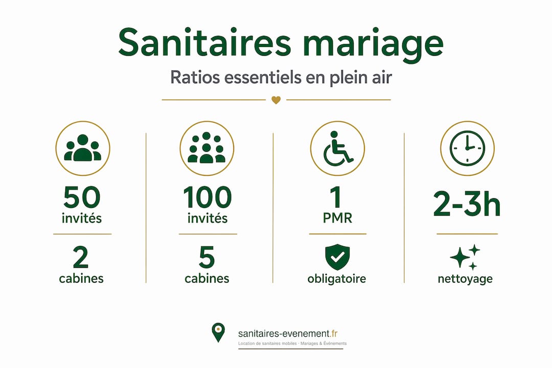 Infographie : combien de toilettes prévoir pour un mariage en plein air ?