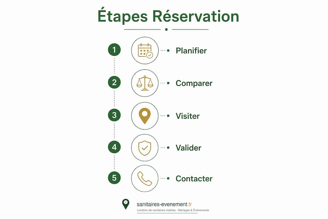 Infographie : les étapes clés pour réserver des sanitaires lors d’un mariage