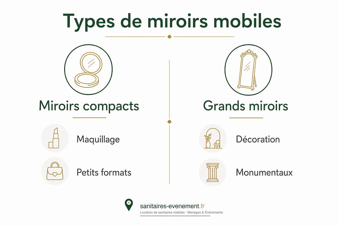 Comparatif en infographie des différents modèles de miroirs animés pour animer votre mariage