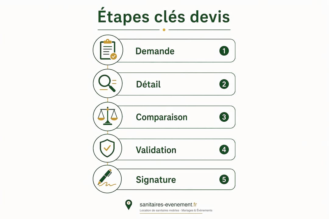 Infographie montrant étapes pour comparer devis sanitaires