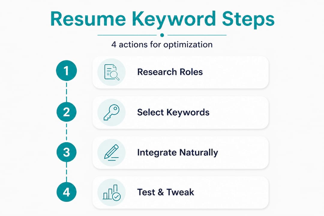 Infographic showing four resume keyword optimization steps