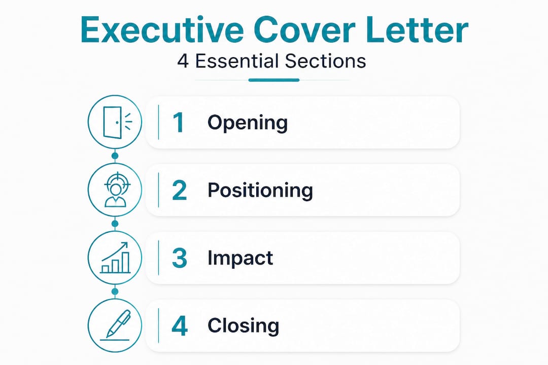 Infographic outlining executive cover letter sections