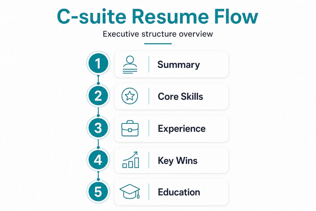 Infographic on executive resume section flow