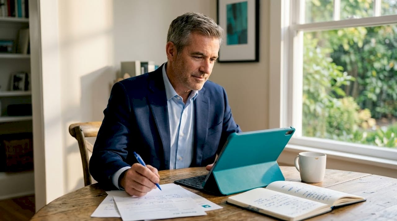 Executive reviewing tailored resume on tablet