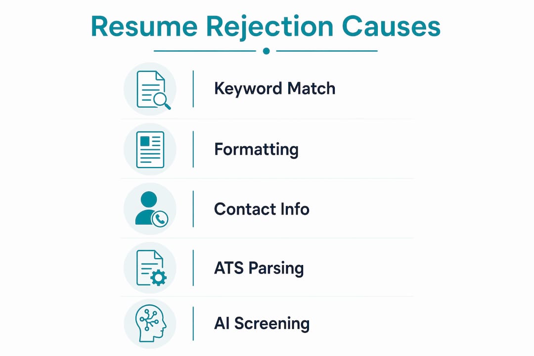 Infographic showing main causes of resume rejection