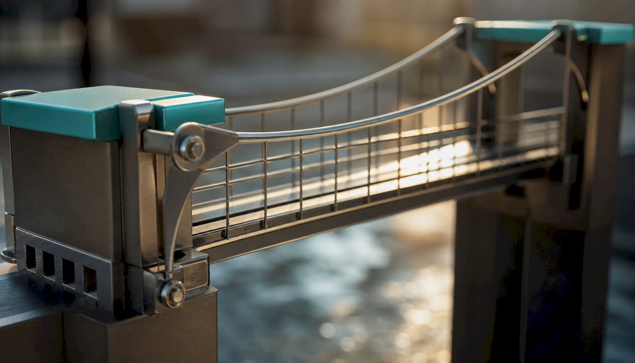 Close-up of modern bridge model details