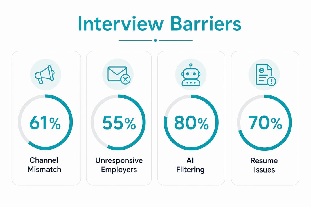Infographic showing key interview barrier statistics
