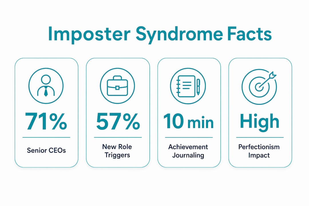 Infographic showing key statistics about imposter syndrome