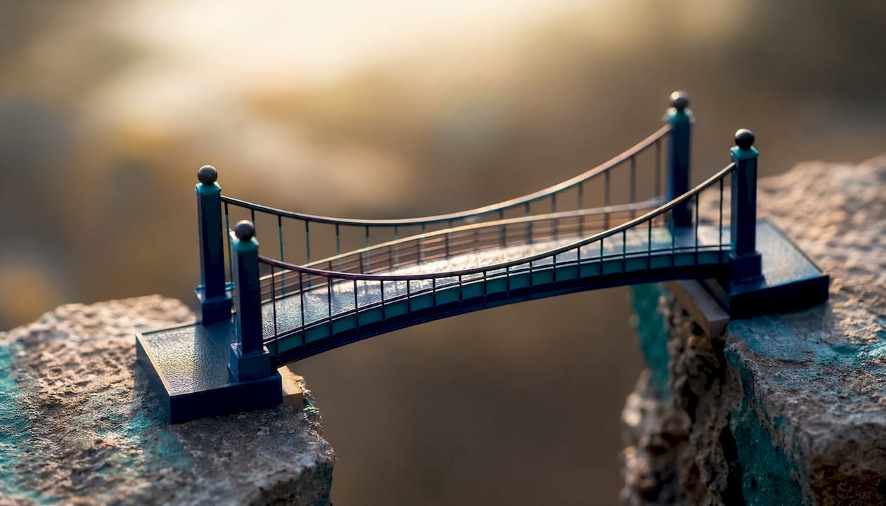 Close-up macro photo of modern bridge model