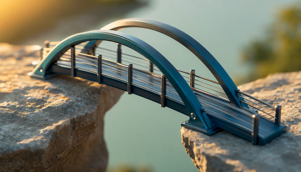 Macro photo of sleek modern bridge segment