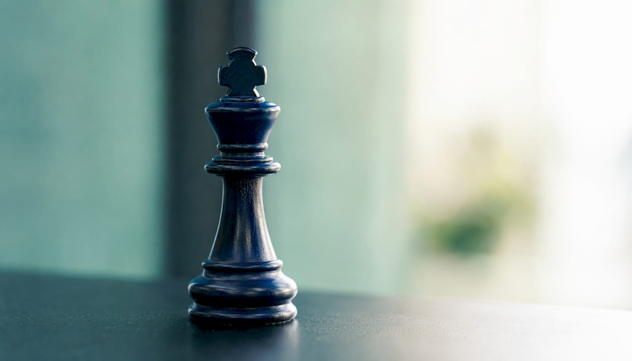 Close-up macro photo of chess king piece