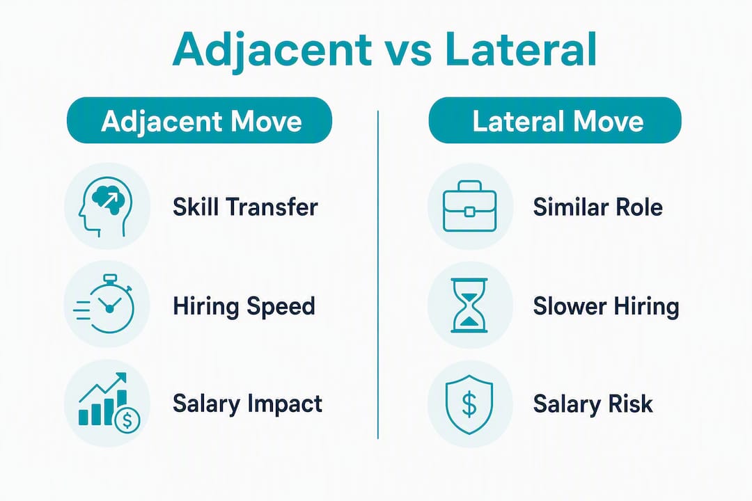 Infographic showing comparison of adjacent and lateral career moves