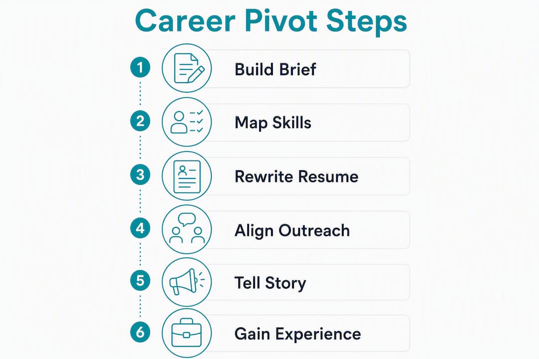 Infographic showing career pivot step process