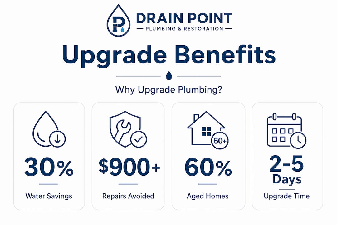 Infographic highlighting top plumbing upgrade benefits