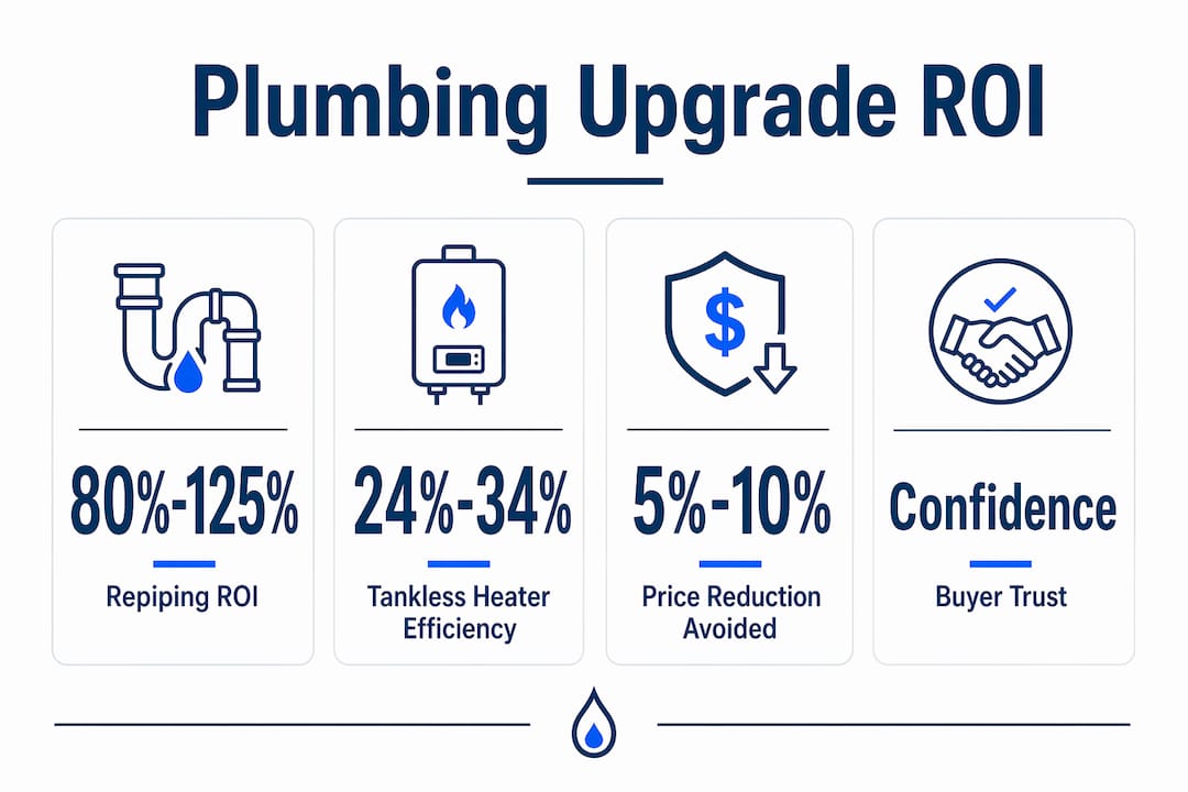 Infographic showing plumbing upgrade return on investment stats