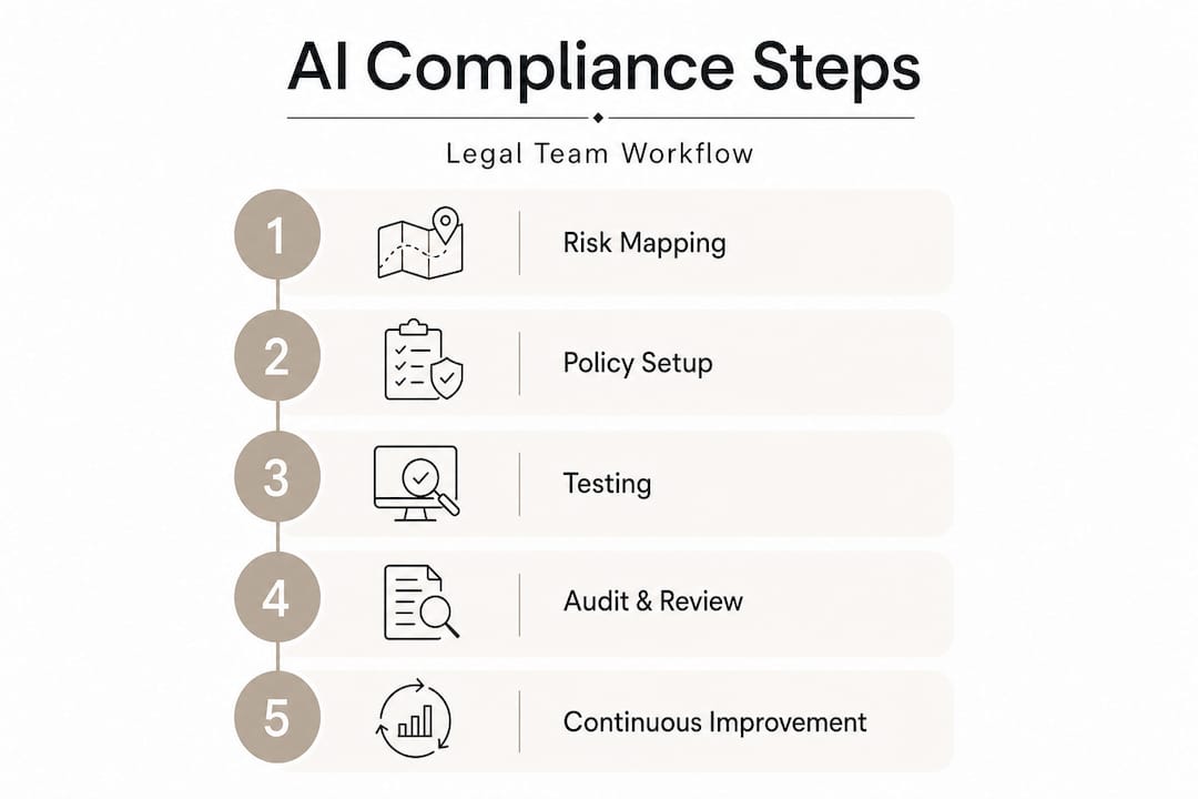 Infographic of legal AI compliance workflow steps