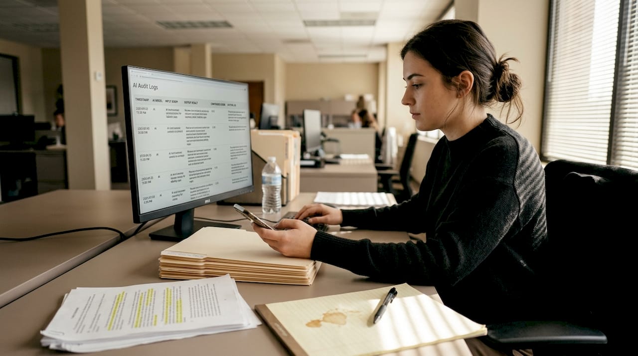 Legal assistant updating AI audit documentation