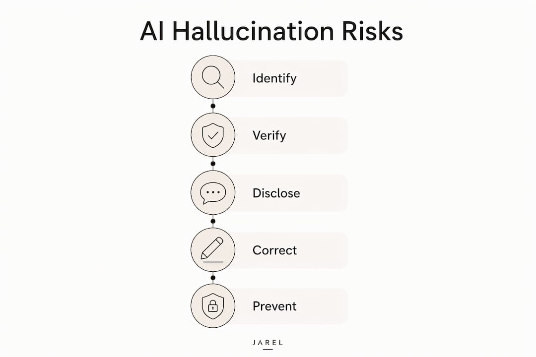 Infographic illustrating legal AI hallucination risk management steps