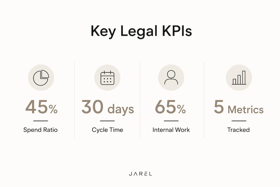 Infographic showing key legal department performance metrics