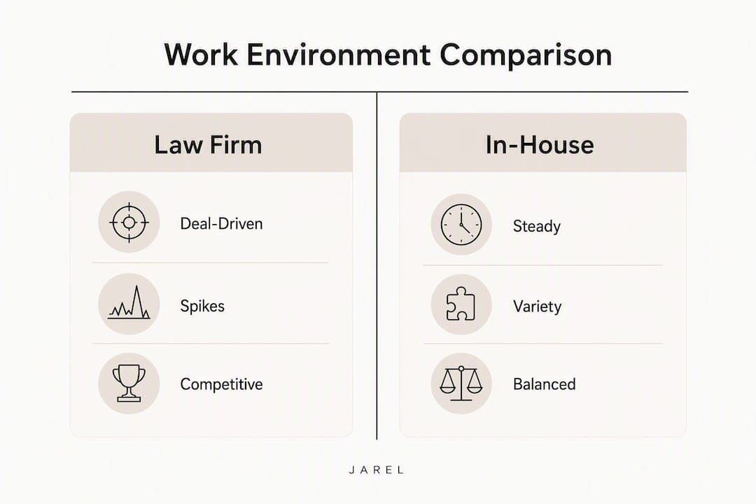 Infographic comparing law firm and in-house roles