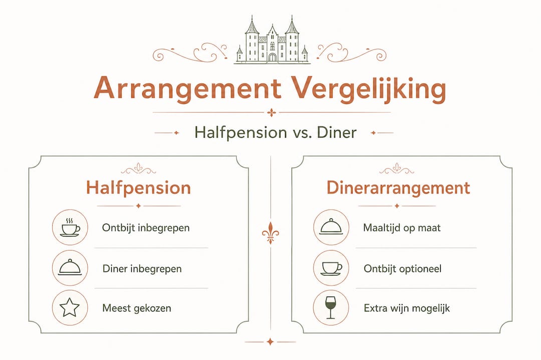Infographic: verschil tussen halfpension en dinerarrangement
