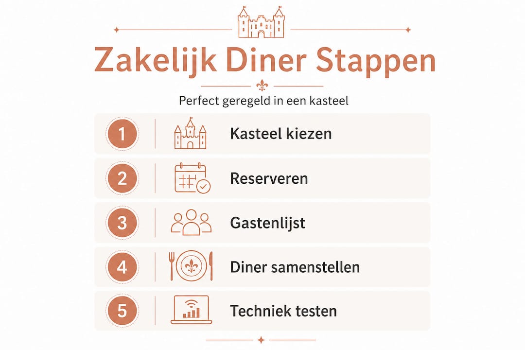 Infographic: zo organiseer je stap voor stap een zakelijk diner op een kasteel