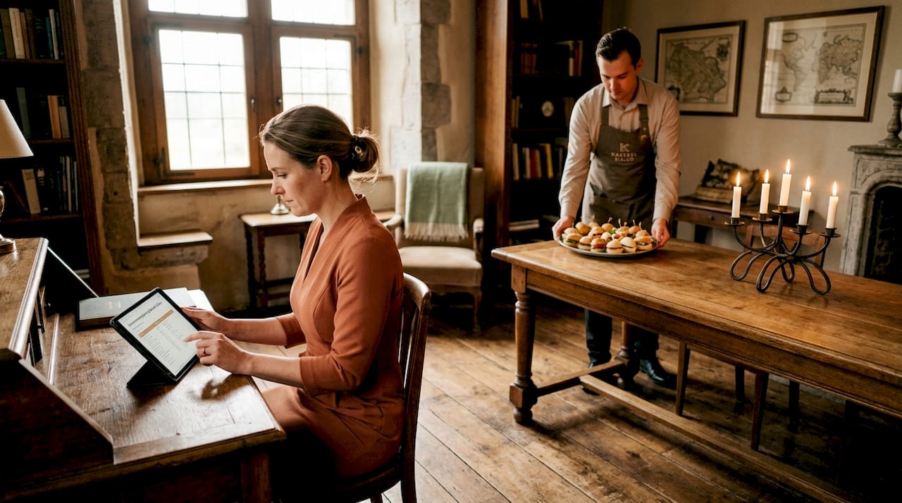 De eventmanager verzorgt een compleet arrangement in het kasteelhotel.