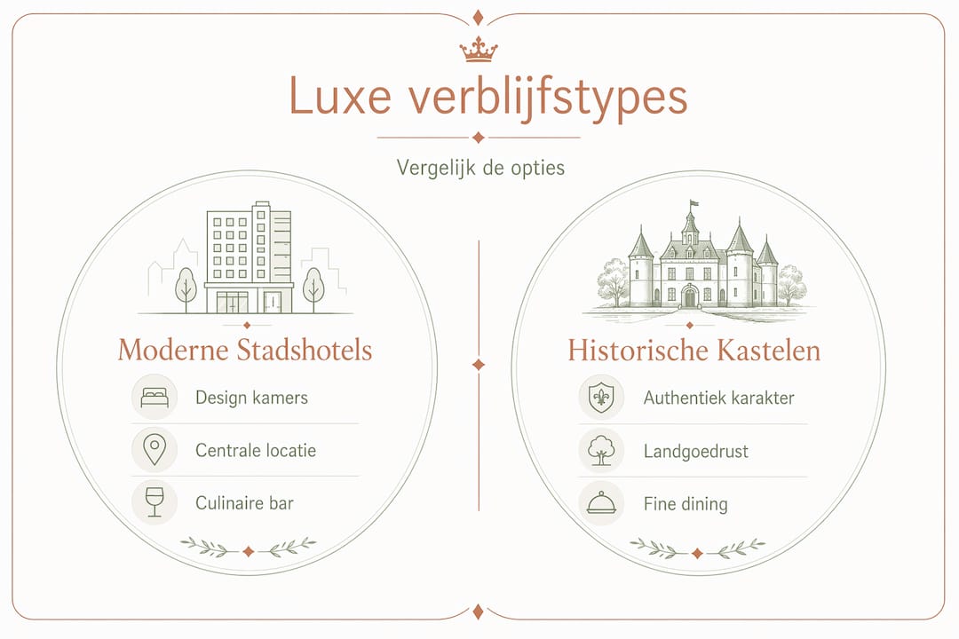 Infographic: een overzicht van de verschillen tussen moderne hotels en kastelen