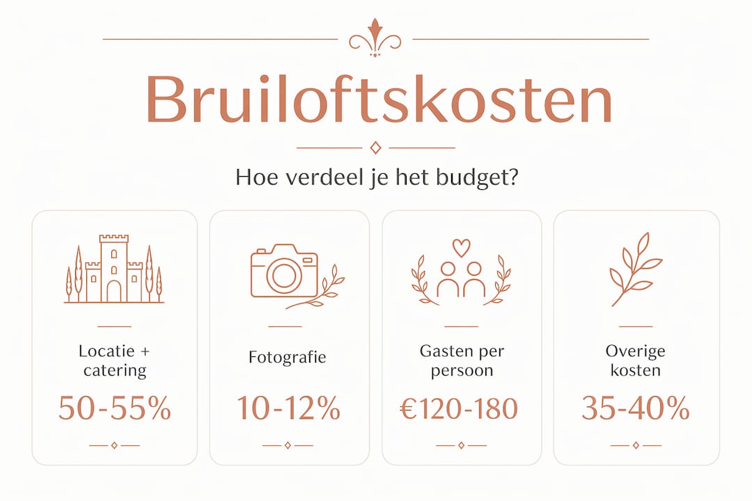 Overzichtelijke infographic laat zien hoe het trouwbudget is verdeeld