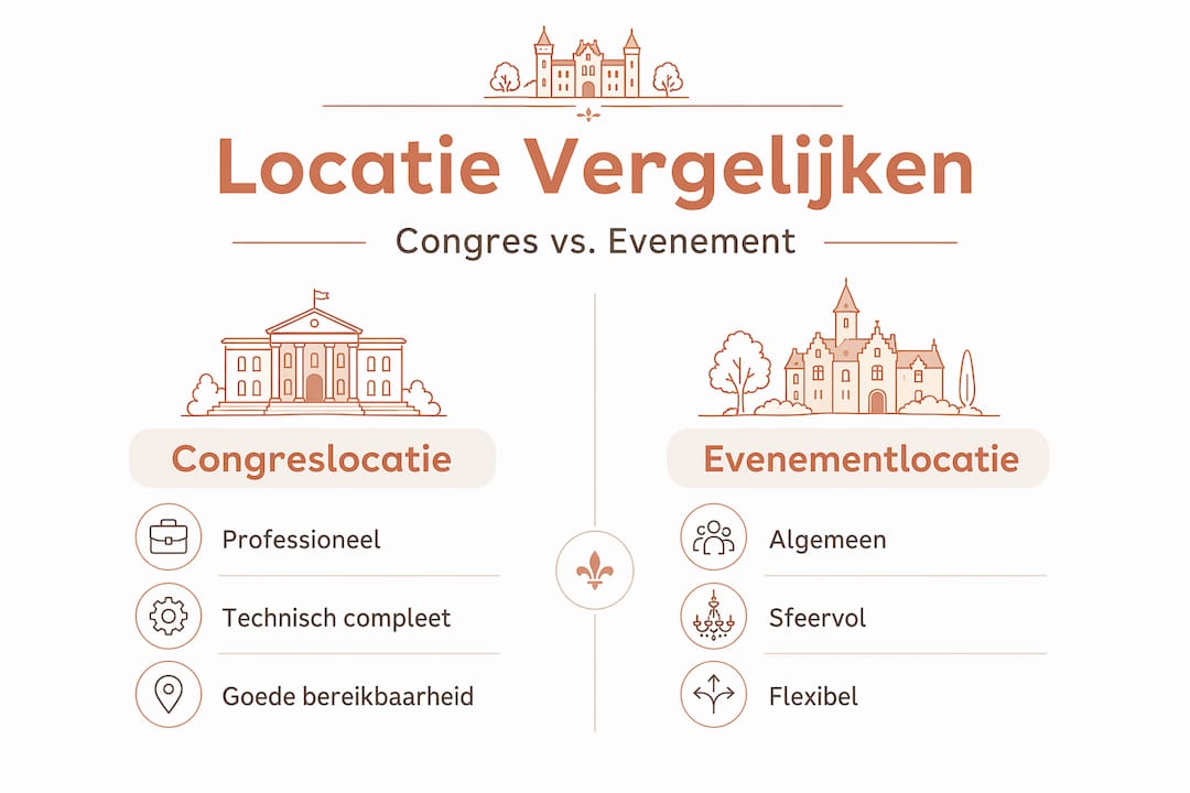Infographic: wat is het verschil tussen een congreslocatie en een evenementenlocatie?